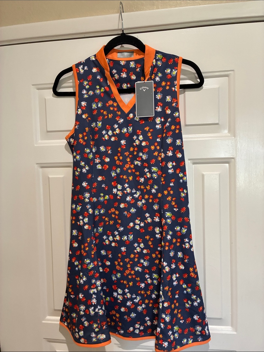 Callaway Navy Floral sun protection opti-Dri Sleeveless A-Line Dress